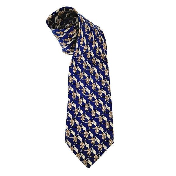Zadi / Andrews Tie All Silk Elephant Blue and Gold Mens Tie - Picture 2 of 7